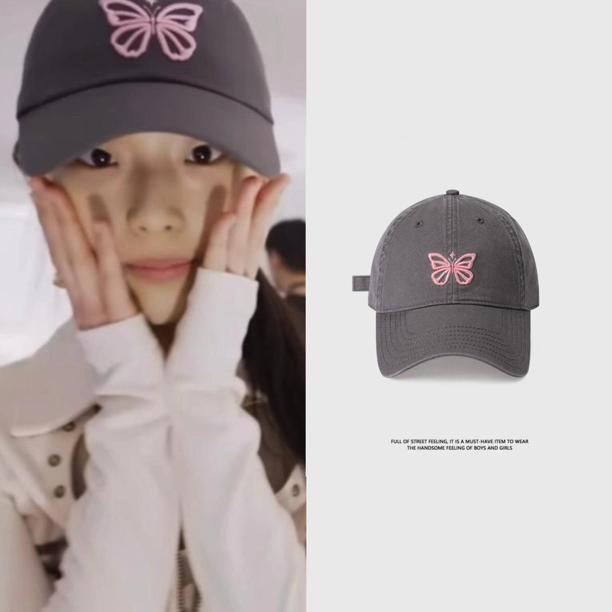 Ruka Butterfly Embroidered Baseball Cap