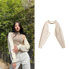 Wonyoung Beige Chain Bolero Sweater