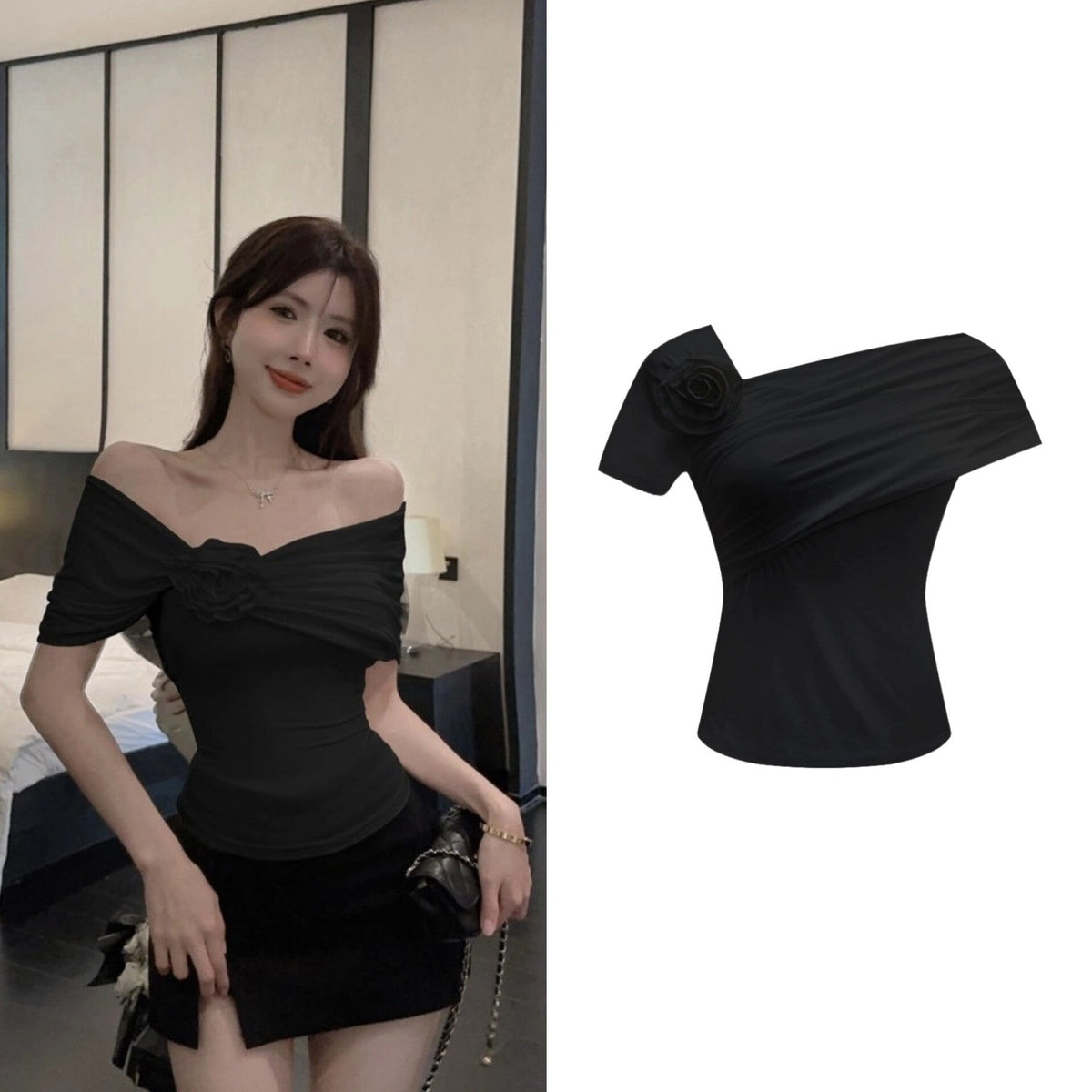 Ahyeon Off-Shoulders Flower Top