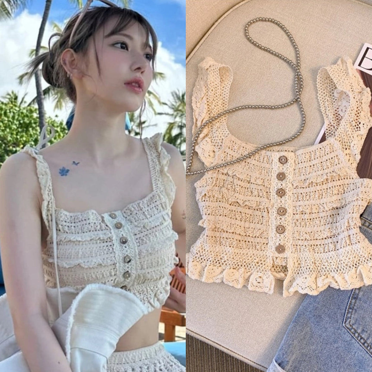 Sakura Crochet Crop Top