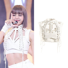 Lisa Lace-Up Hollow Crop Top