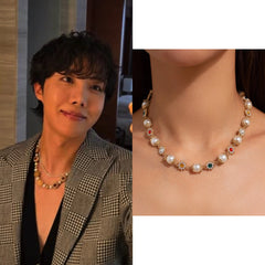 J-Hope Gold Flower Pearl Necklace
