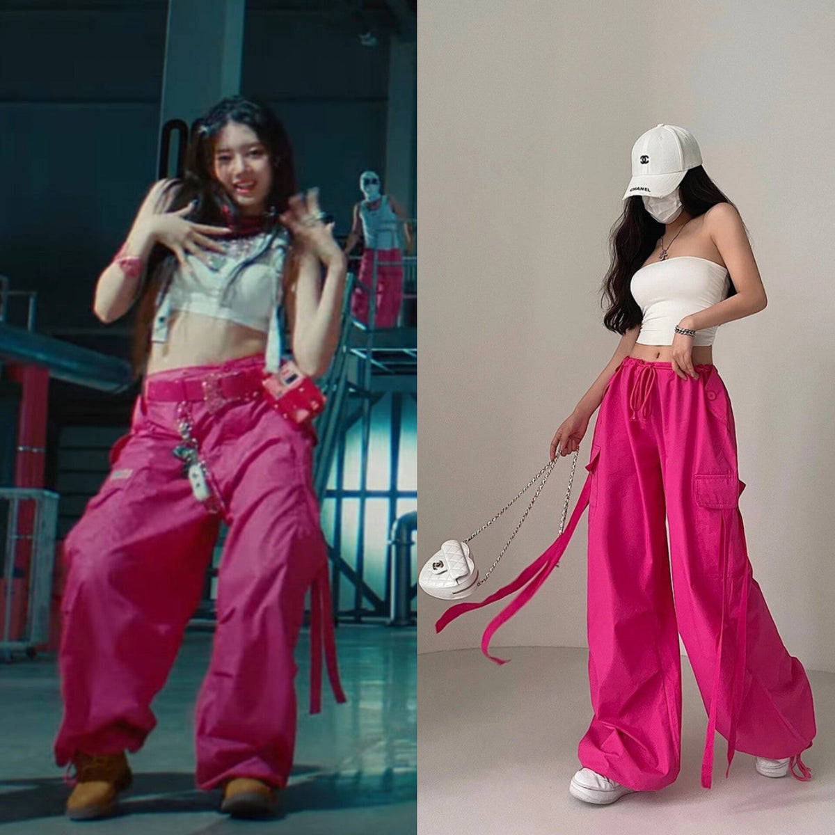 Rora Hot Pink Wideleg Drawstring Pants