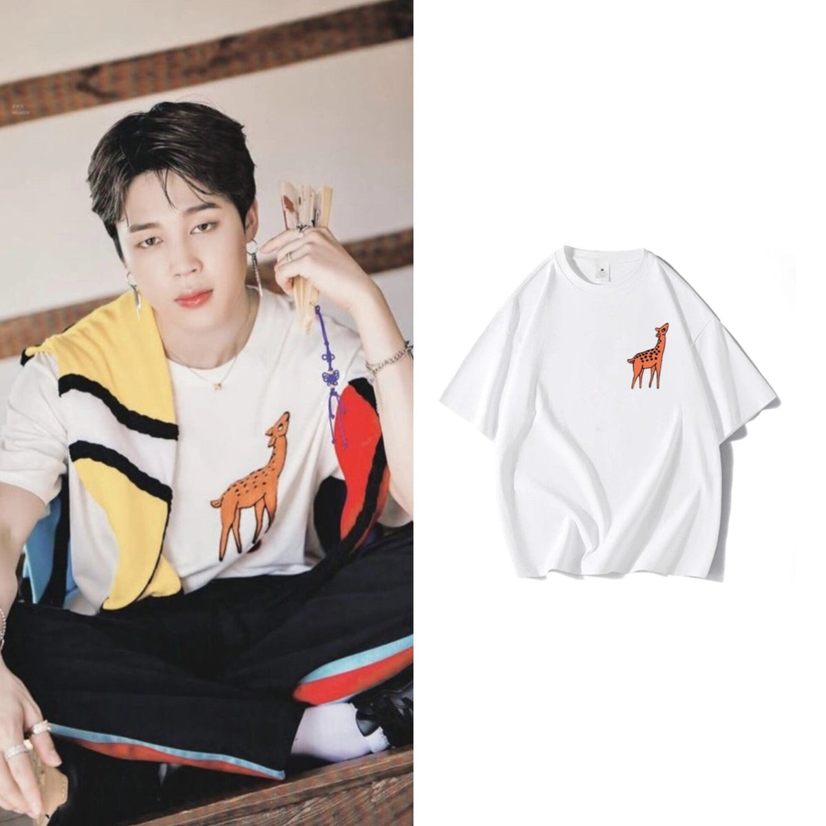 Jimin Ivory Giraffe Print Shirt