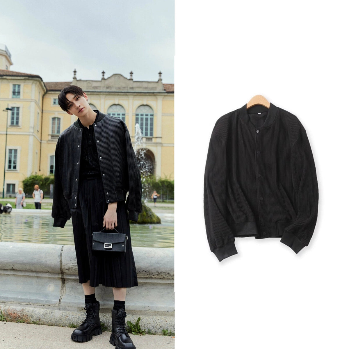 Bang Chan Ribbed Bomber Jacket