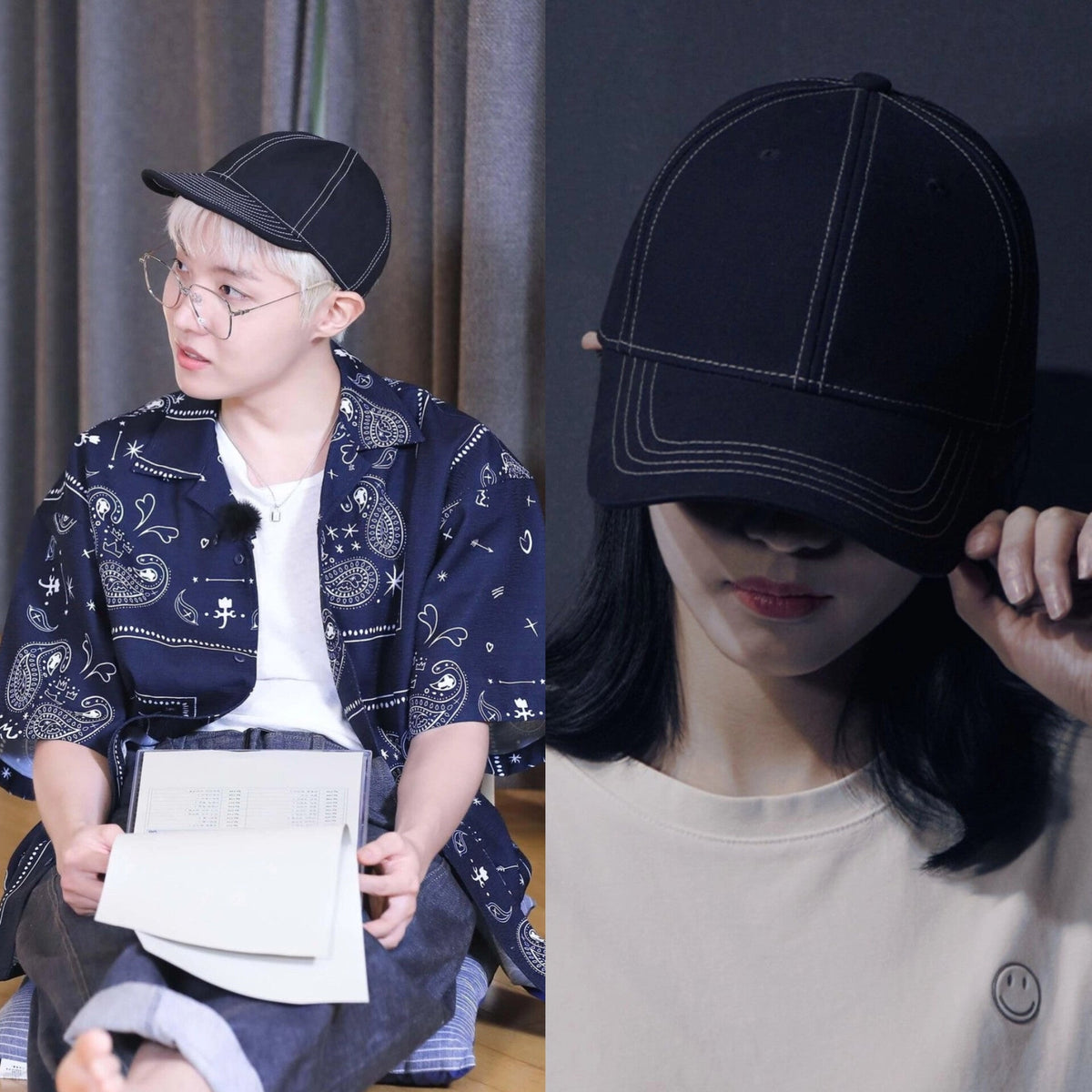 J-Hope Black Stitch-Out Baseball Cap