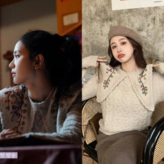 Jisoo Flower Collar Sweater