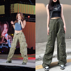 Yeji Army Green Cargo Jeans